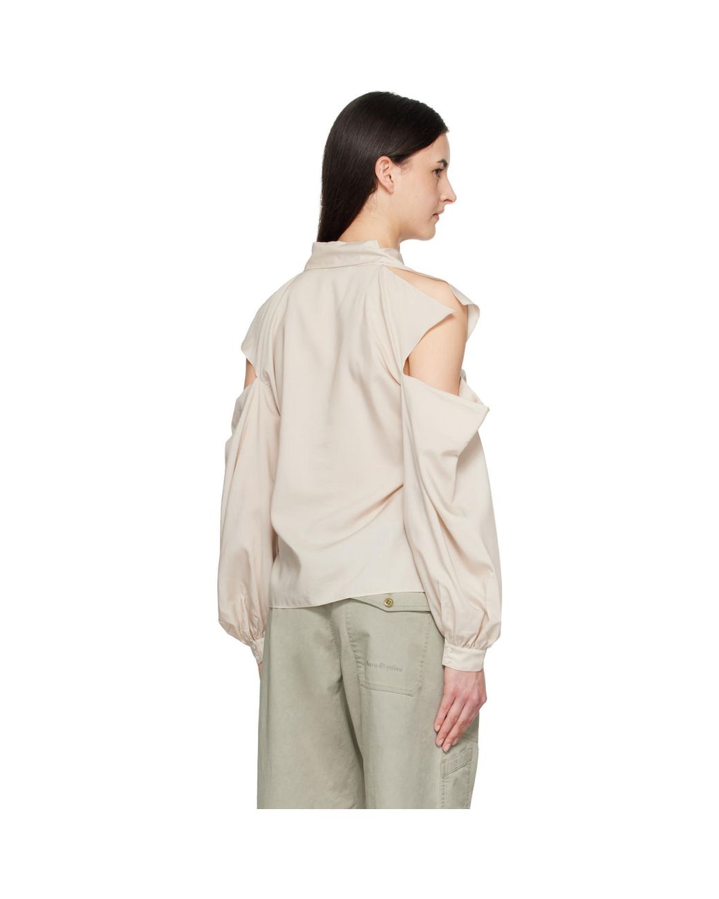 Acne Natural Cut-Out Bow Blouse