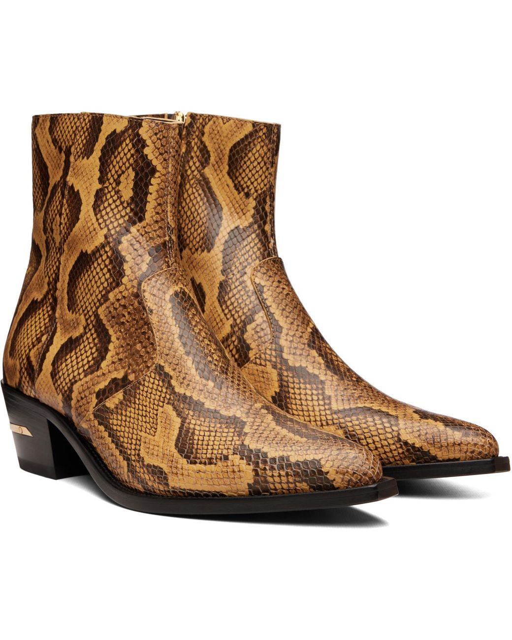 Amiri Brown Python Embossed Ryder Boots for men