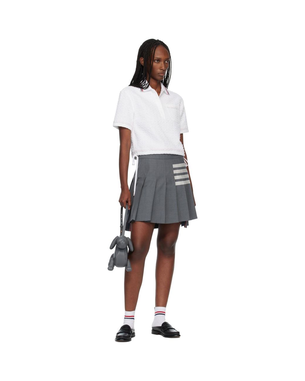 Thom Browne Black Eyelash Ribbon Tweed Drawstring Hem Polo