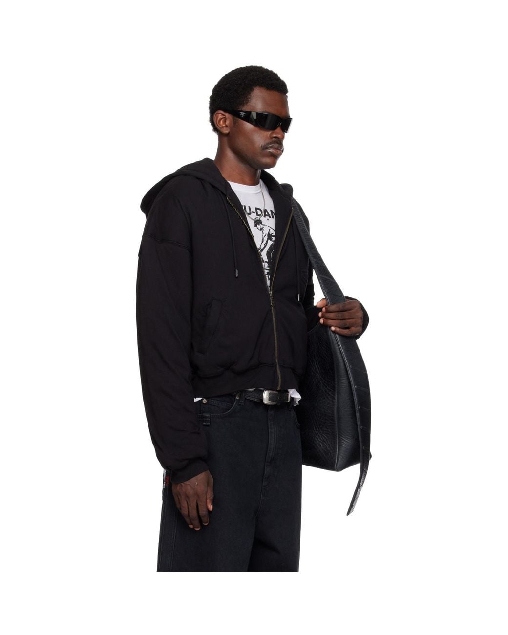 Lu'u Dan Black Wadded Hoodie for men