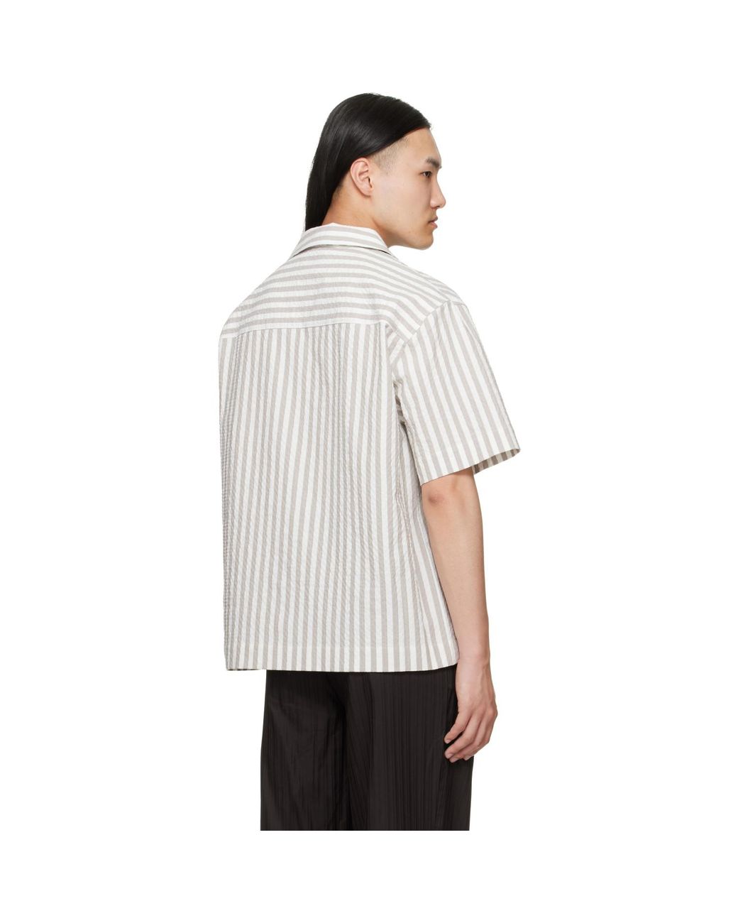 HUGO White Oversized-Fit Seersucker Shirt for men