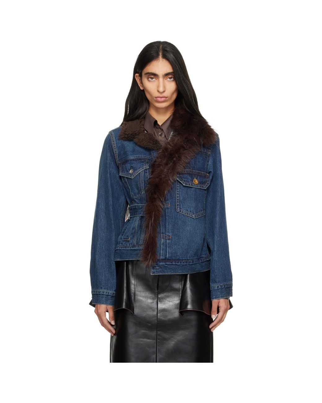 Sacai Blue Faux-Fur Denim Jacket