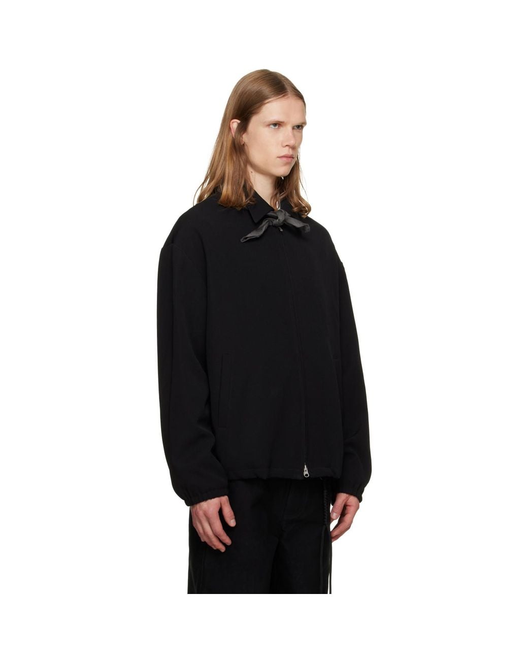Song For The Mute Black Slim Poly Gab Coach Jacket for men