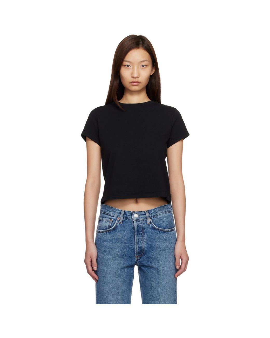 Agolde Black Adine Shrunken T-Shirt