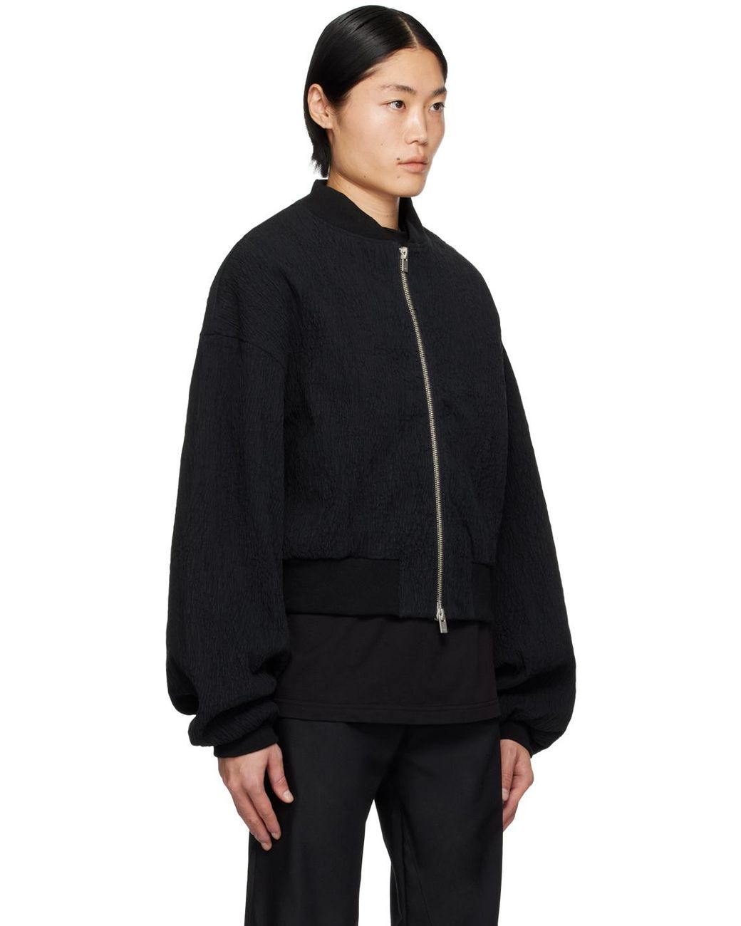HELIOT EMIL Stand Collar Bomber Jacket in Black for Men Lyst UK