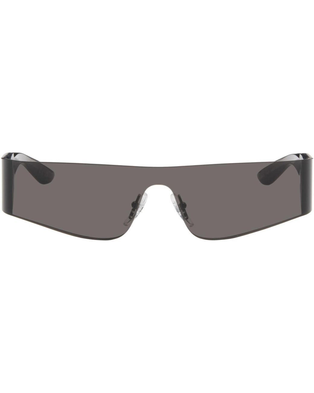 Balenciaga Black Mono Rectangle Sunglasses for men