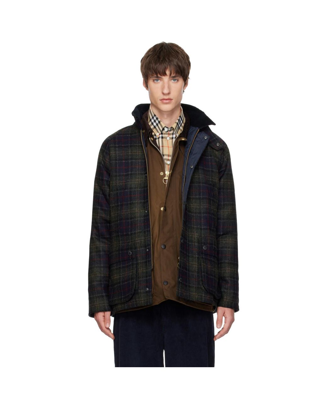 Barbour Black Tartan Bedale Wool Jacket for men