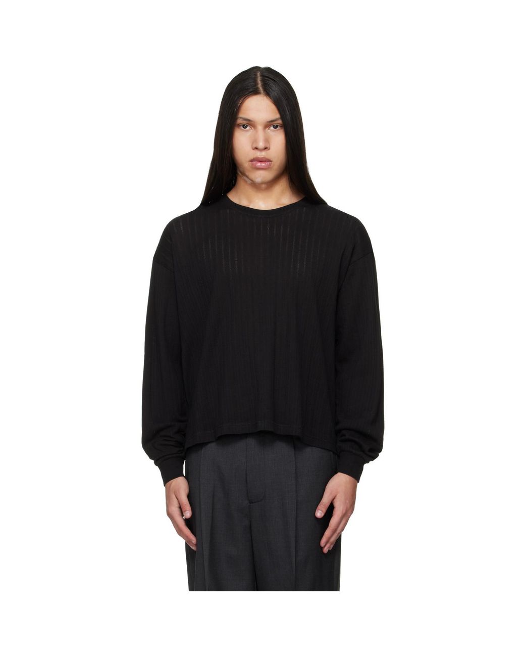 mfpen Black Relaxed Ls T-Shirt for men