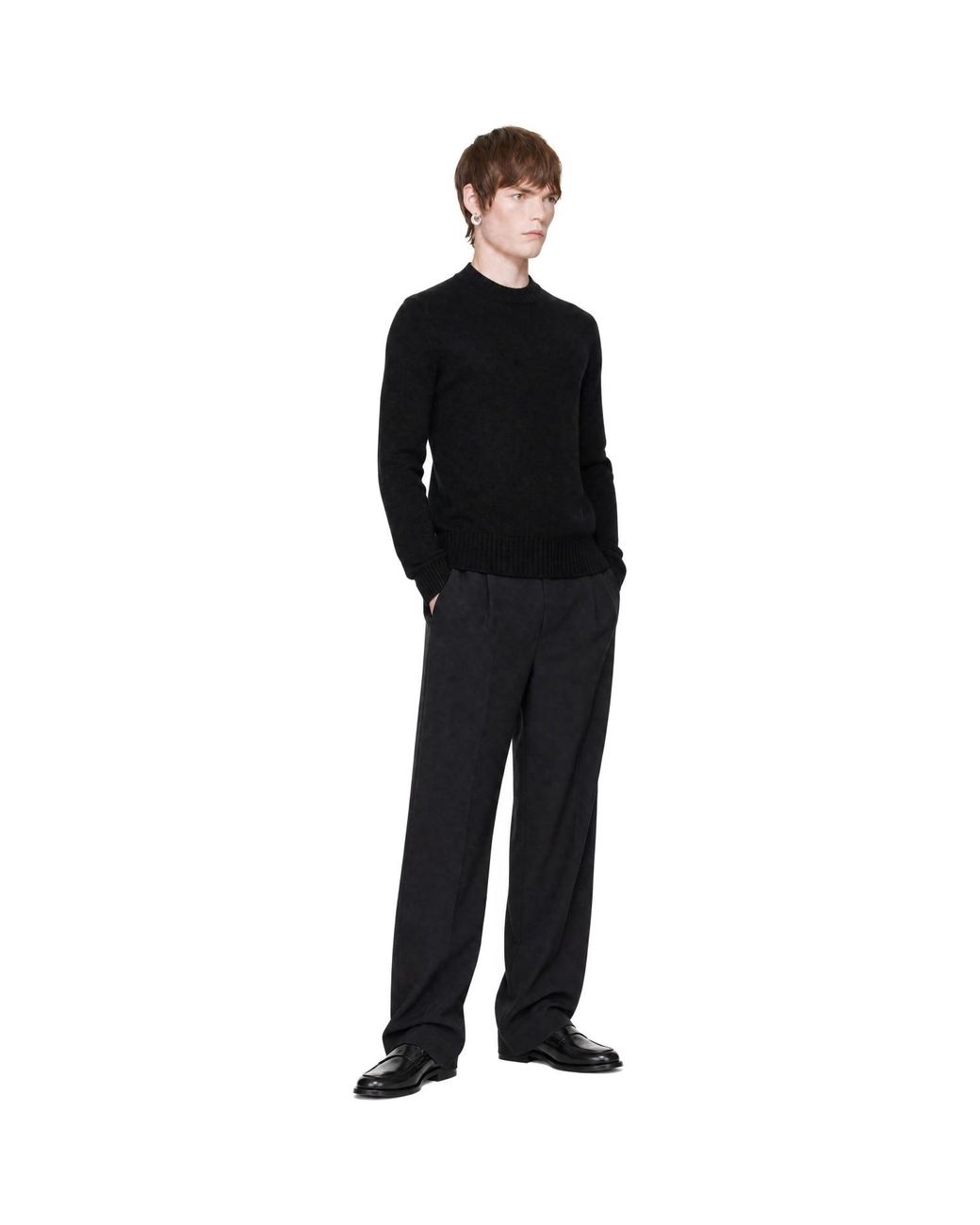 AMI Black Crewneck Cashmere Ami De Coeur Sweater for men