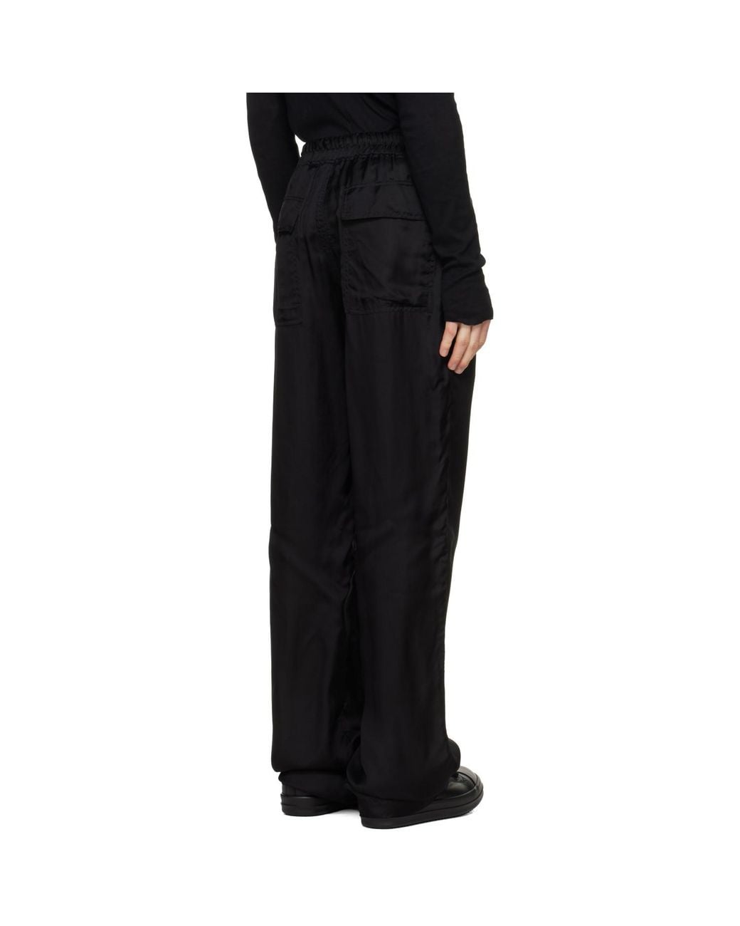 Rick Owens Black Tower Dietrich Drawstring Trousers for men