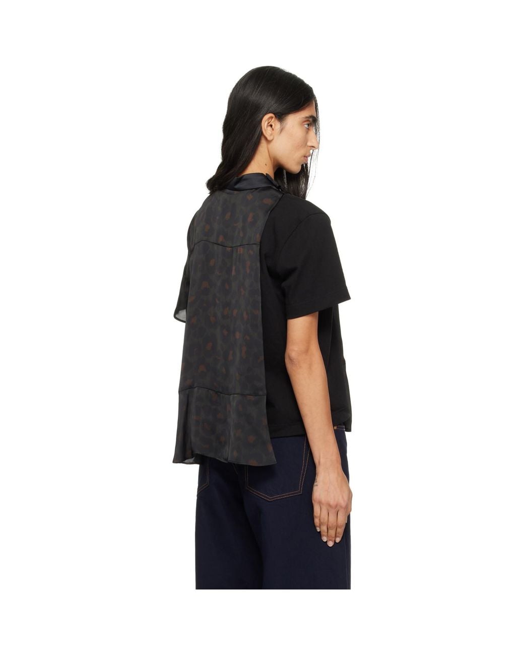 Sacai Black Leopard Jersey T-Shirt
