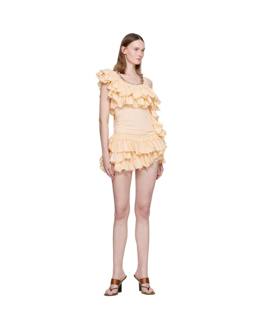 Dries Van Noten Natural Ruffled Top