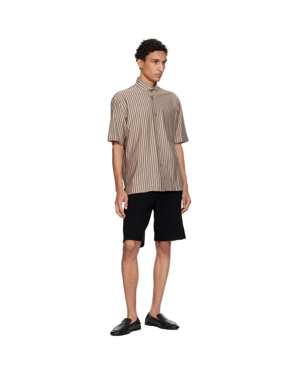 Homme Plissé Issey Miyake Gray Stripe Jersey Shirt for men