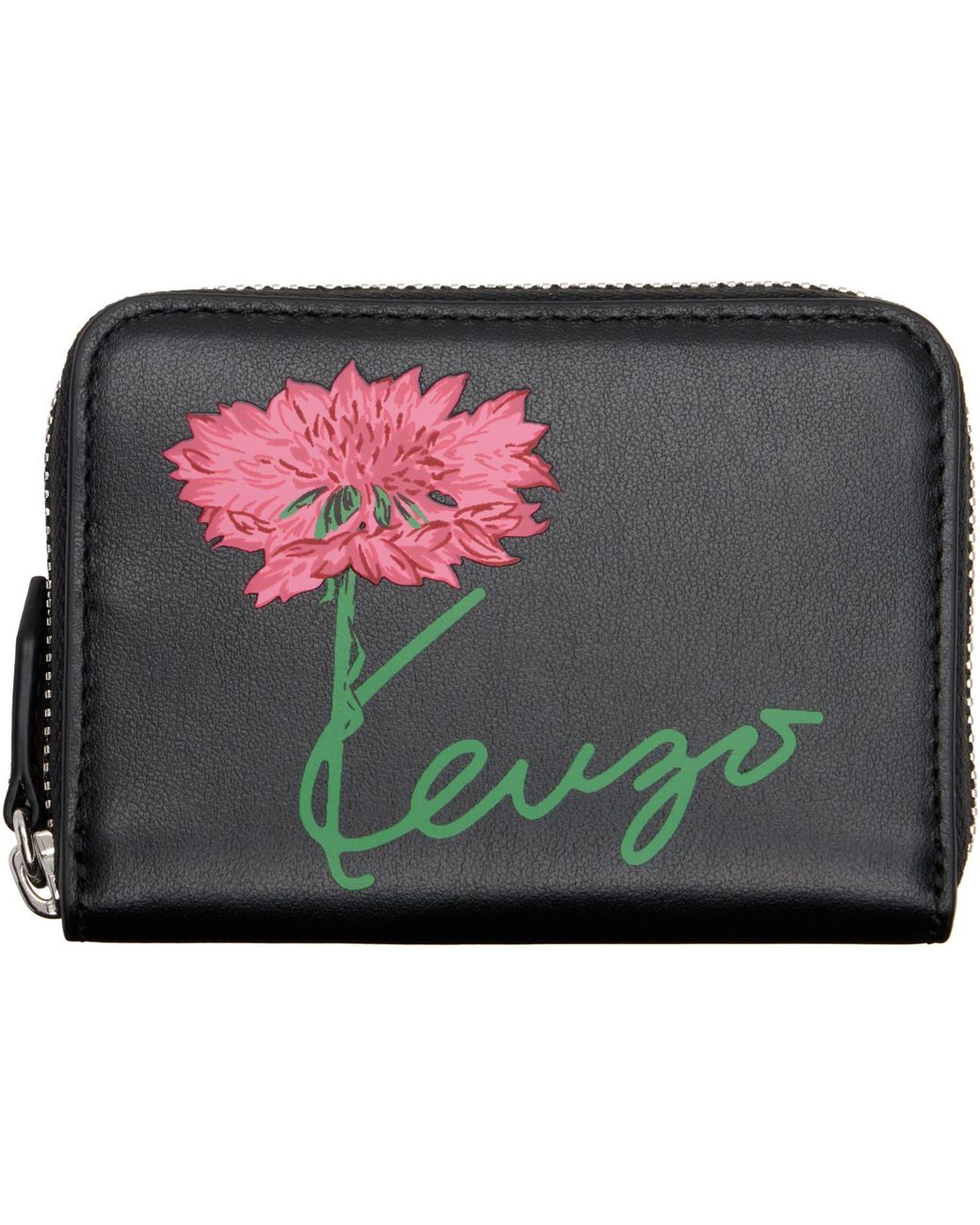 KENZO Black Paris Tulip' Zip Wallet for men