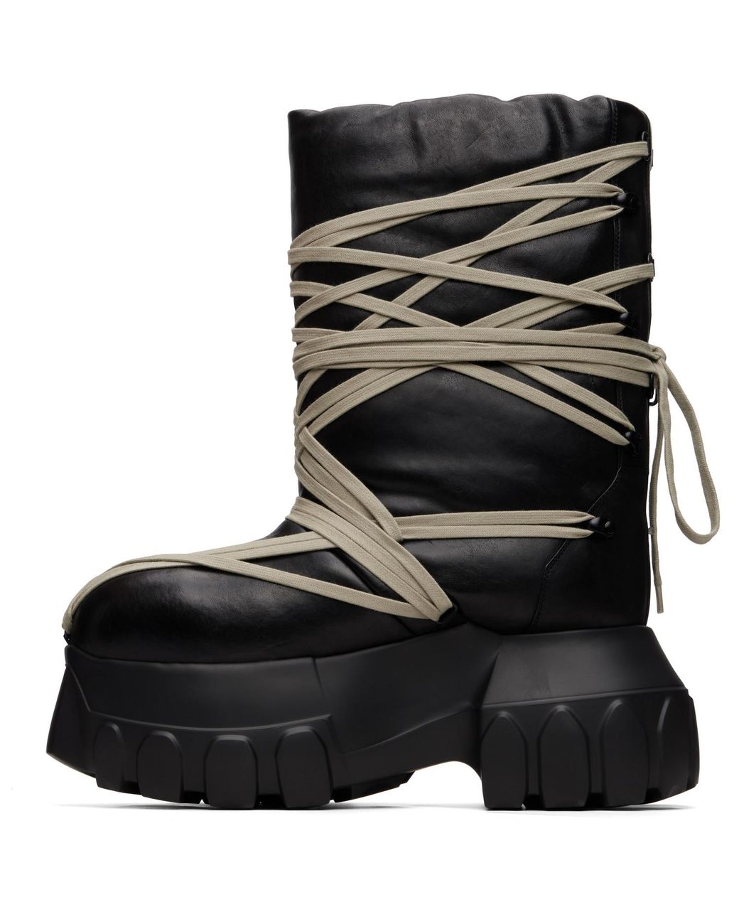 Rick Owens Black Tower Megalace Tractor Boots for men