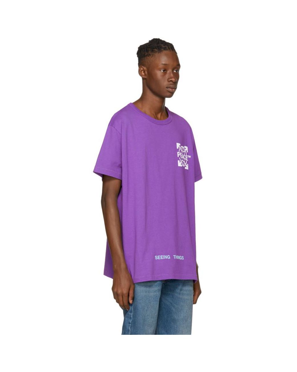 Off-White c/o Virgil Abloh Purple 'peace' Globe T-shirt for Men | Lyst