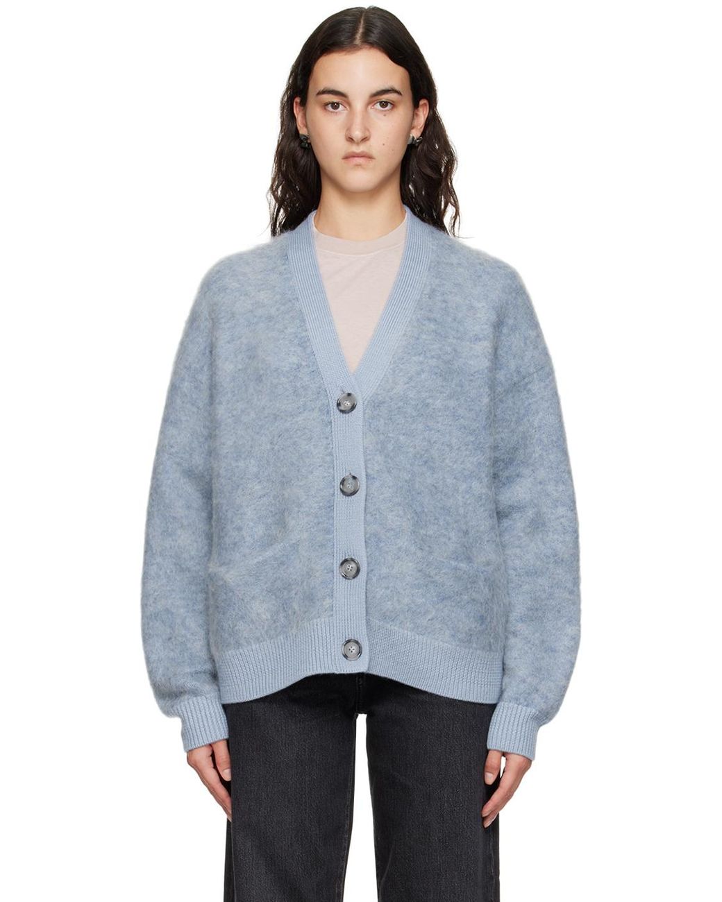 Acne Studios Blue Fluffy Cardigan in Grey Lyst Canada