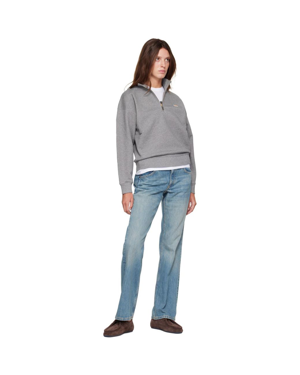 Maison Kitsuné Gray Baby Fox Half Zipped Sweatshirt