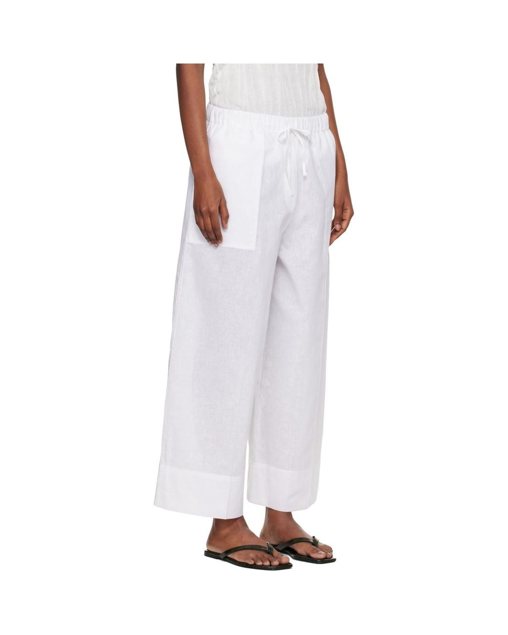 Totême White Wide Summer Trousers