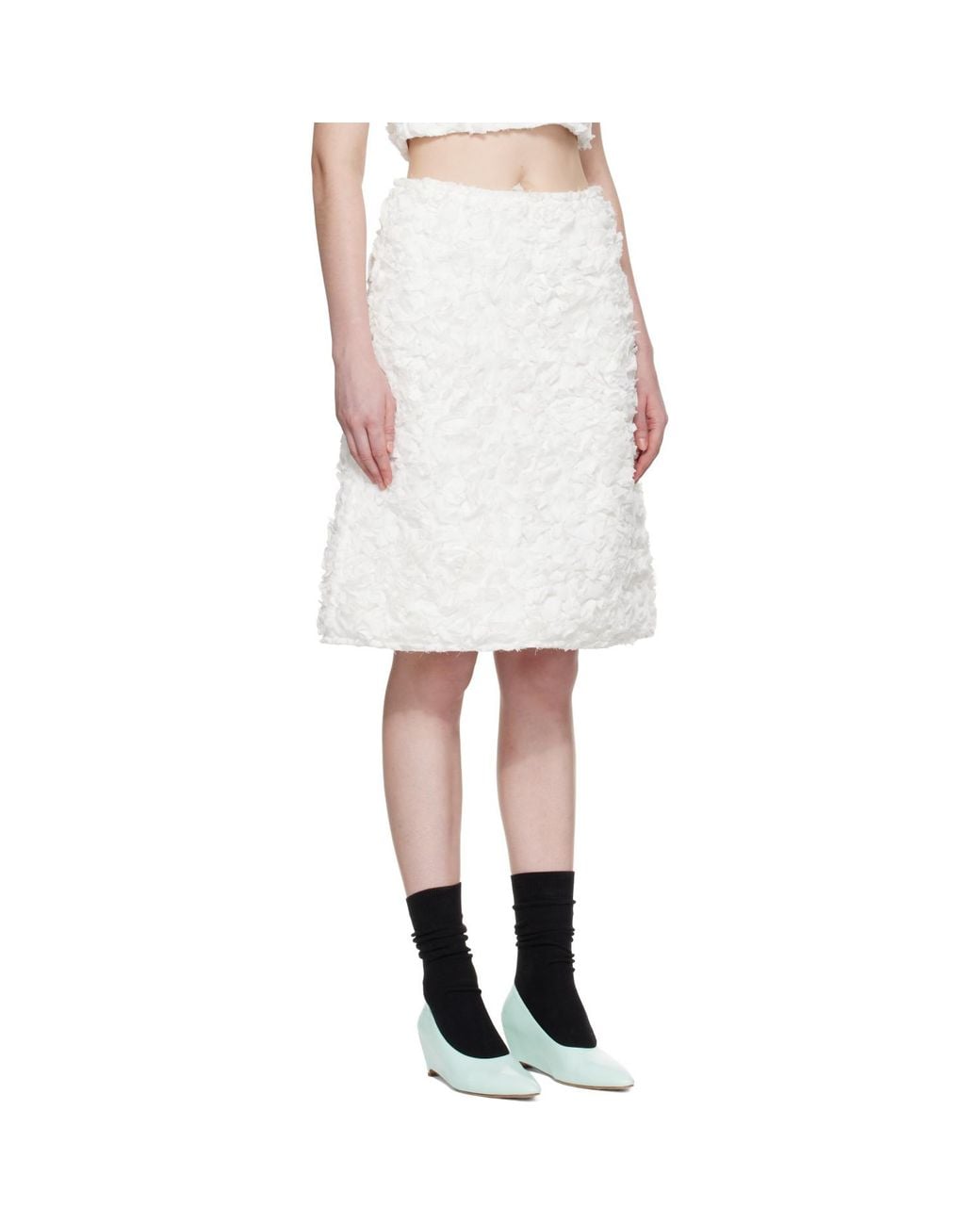 ShuShu/Tong White A-Line Midi Skirt