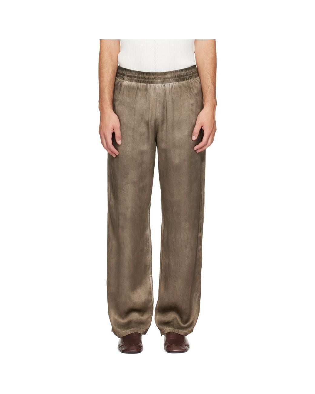 DIESEL Brown Wrinkled Satin Track Pants for men