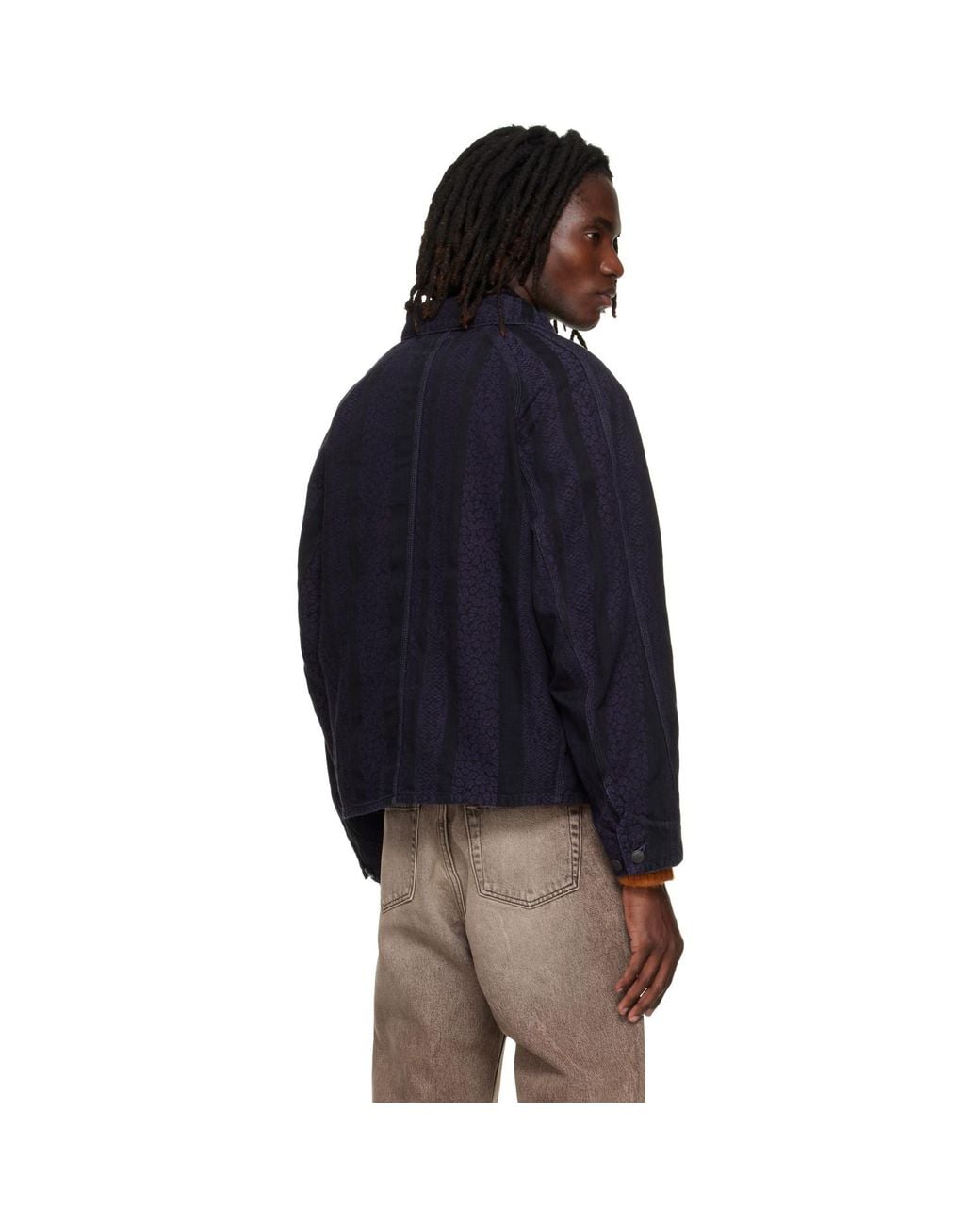 Needles Blue Python Jacquard Short Denim Jacket for men