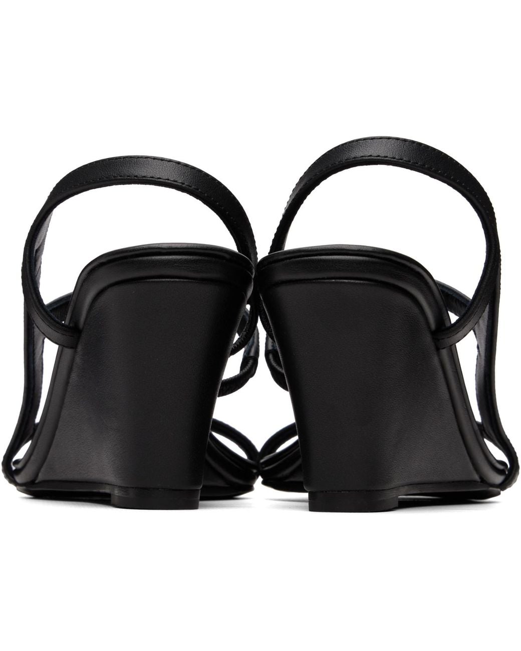 St. Agni Black High Wedge Heeled Sandals