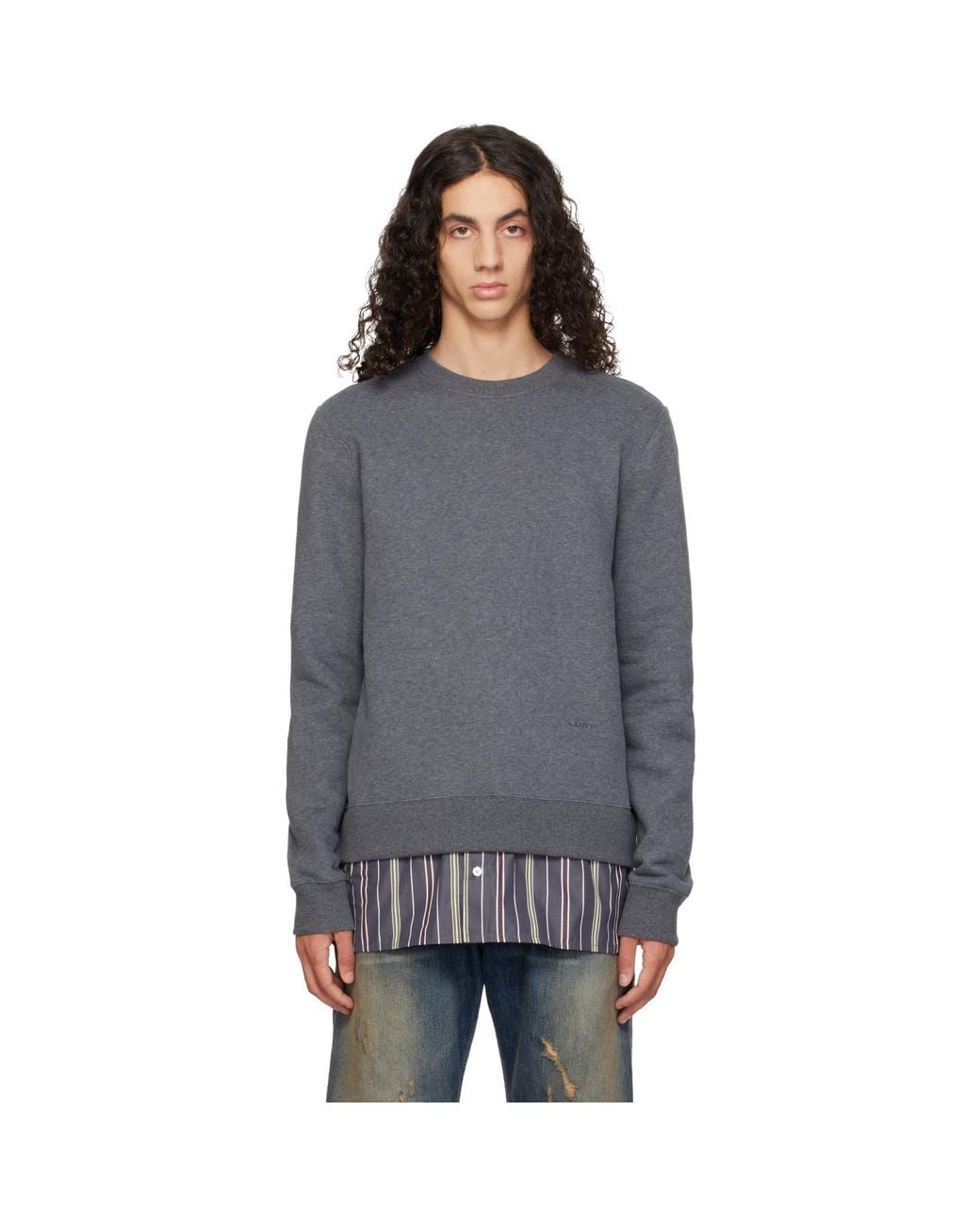 Pull Molletonné Étagé Gris Lanvin pour homme en coloris Gray