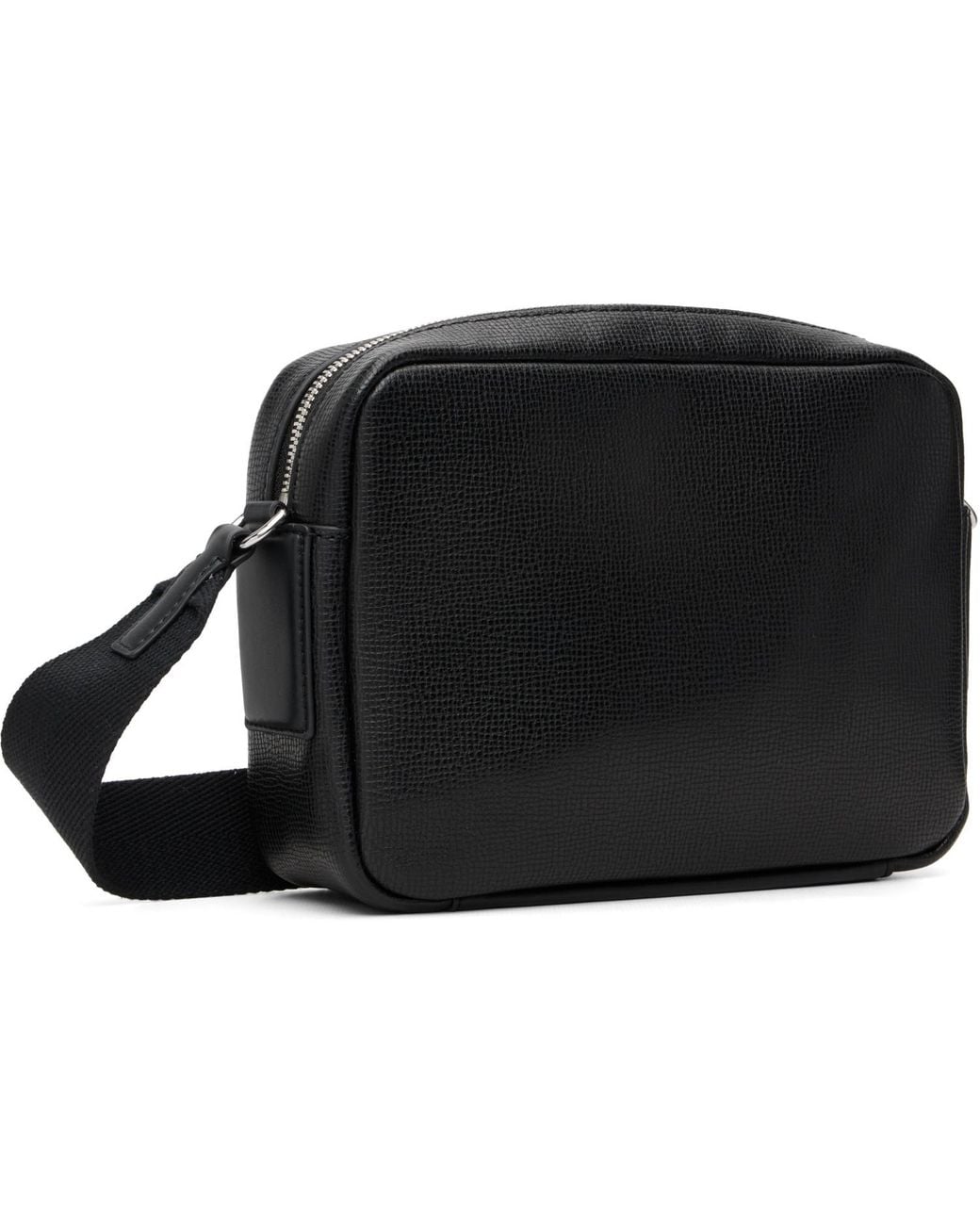 Lacoste Black Ossian Leather Reporter Bag for men