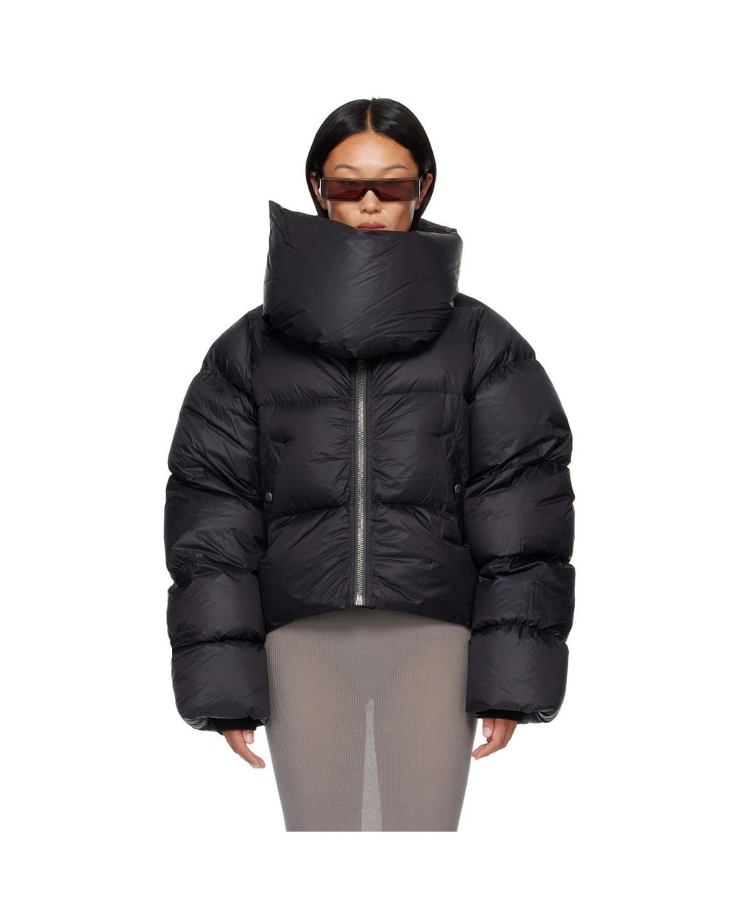 Rick Owens Black Tower Funnel Neck Down Jacket