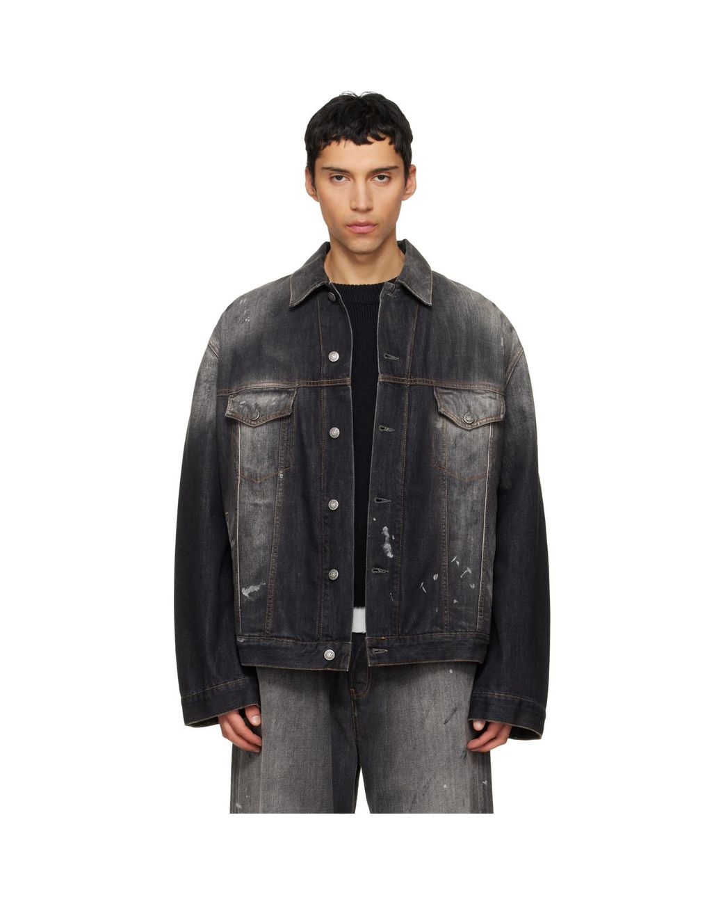 Acne Black Faded Denim Jacket for men