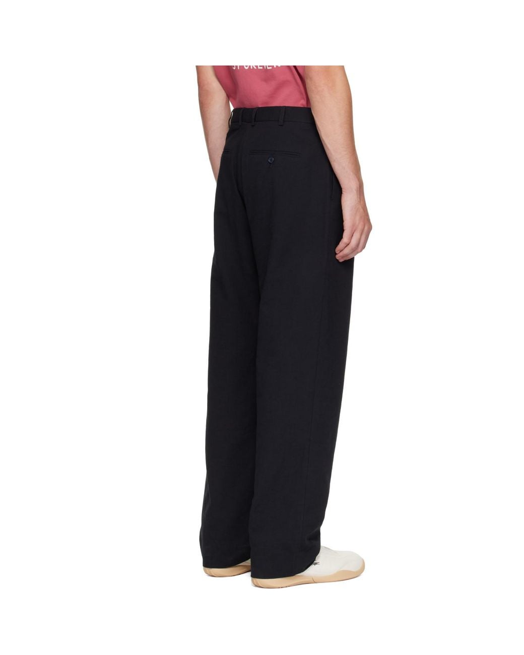 Palmes Black Wide Pleated Suit Trousers for men