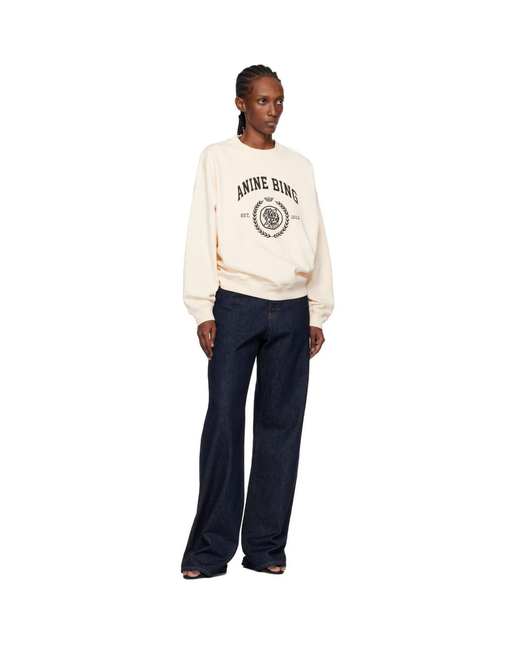 Anine Bing White Off- Miles Collegiate Sweatshirt