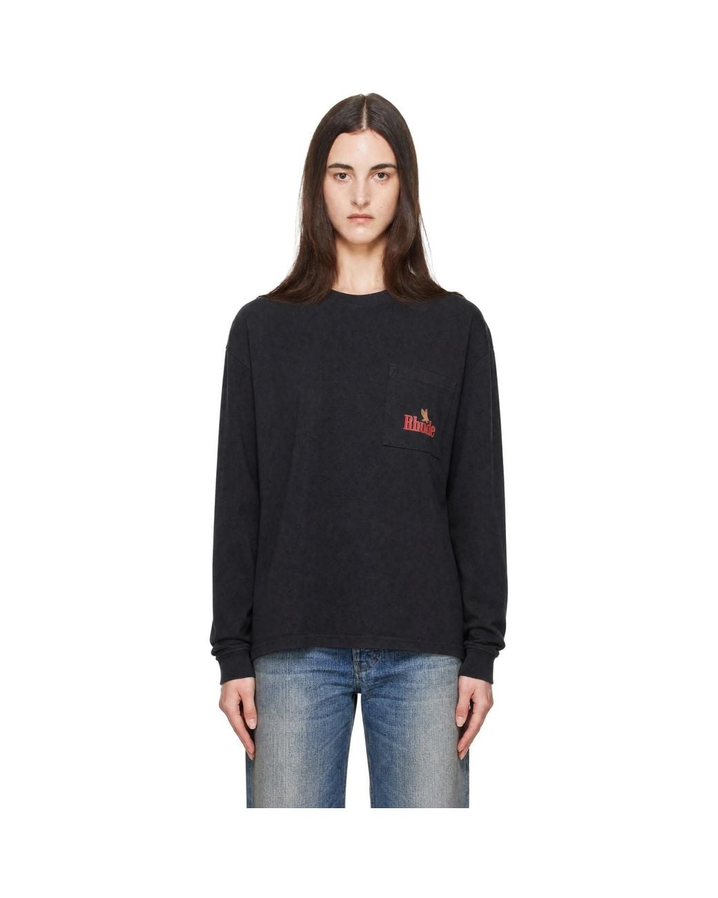 Rhude Black American Spirit' Pocket Long Sleeve T-Shirt