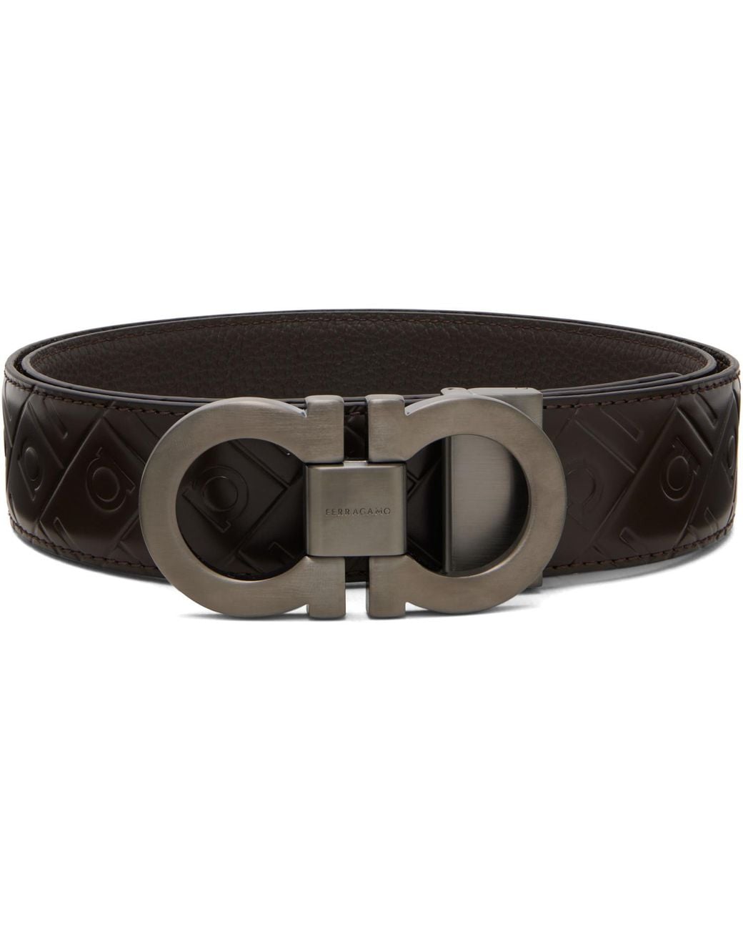 Ferragamo Brown Reversible & Adjustable Gancini Belt for men