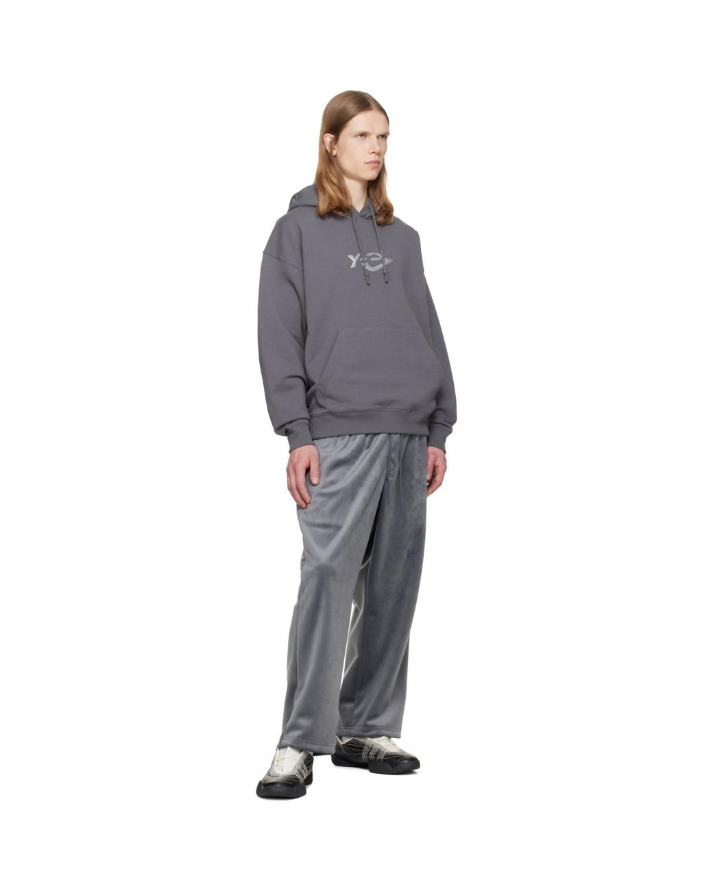 Y-3 Gray French Terry Liquid Logo Hoodie for men