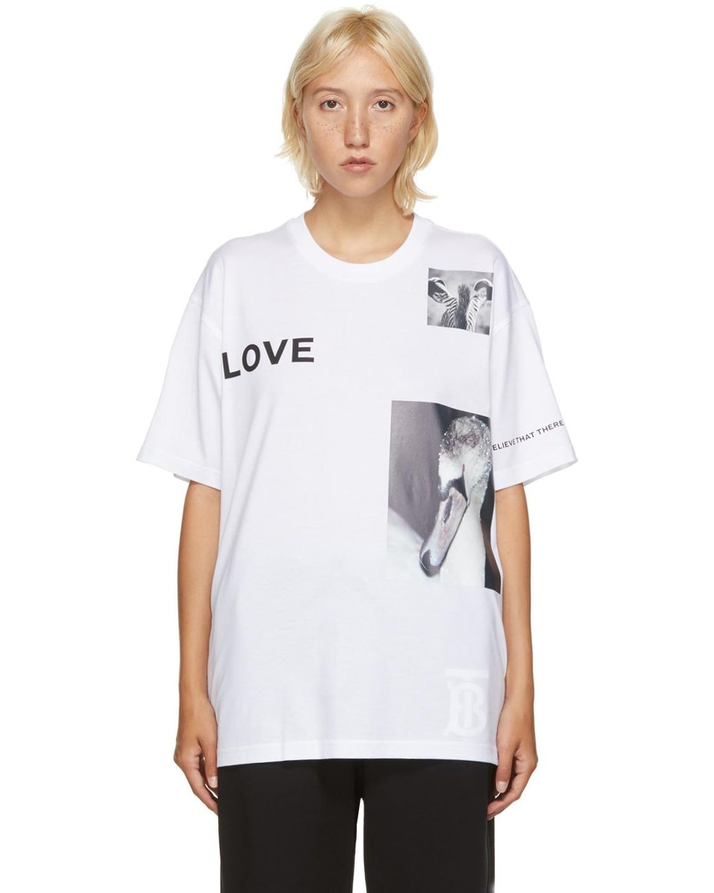 Burberry 'love' Swan T-shirt in White | Lyst Australia