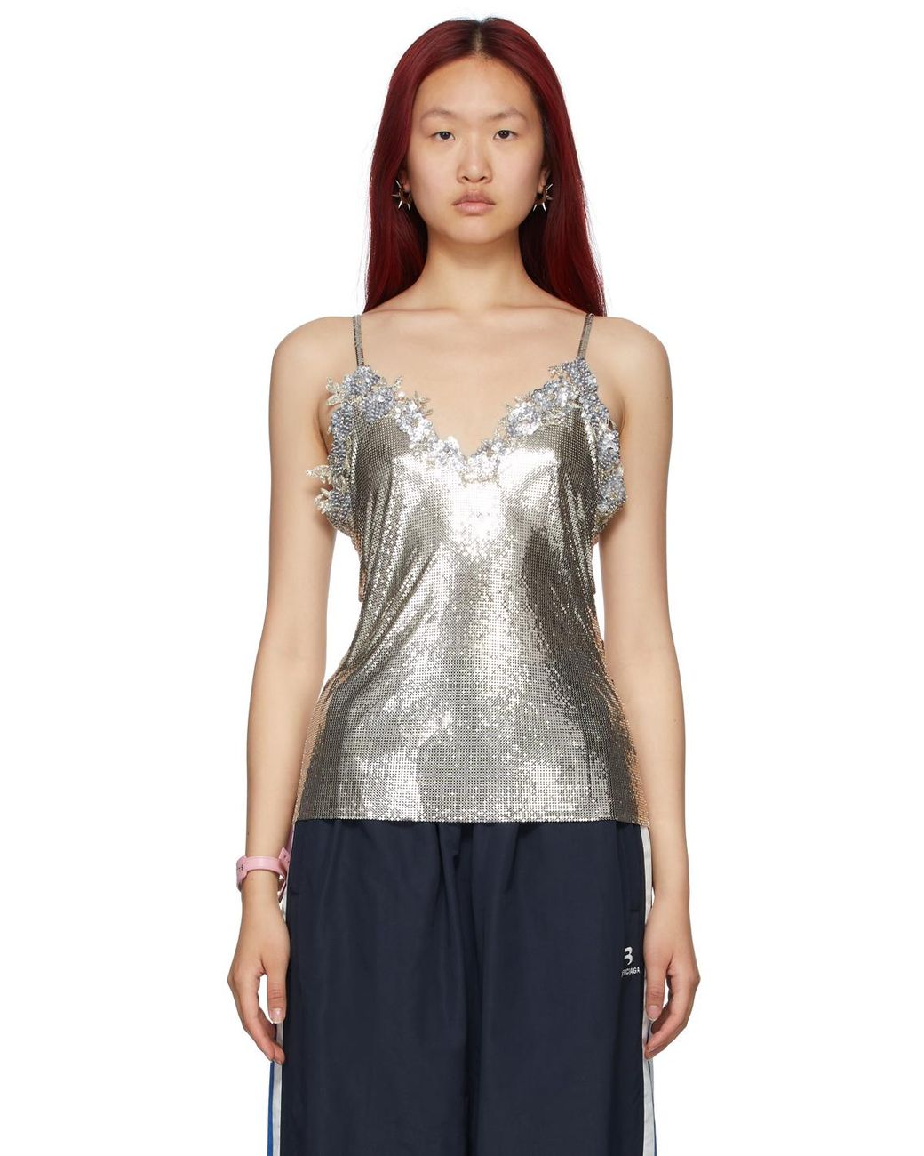 balenciaga silver chainmail camisole