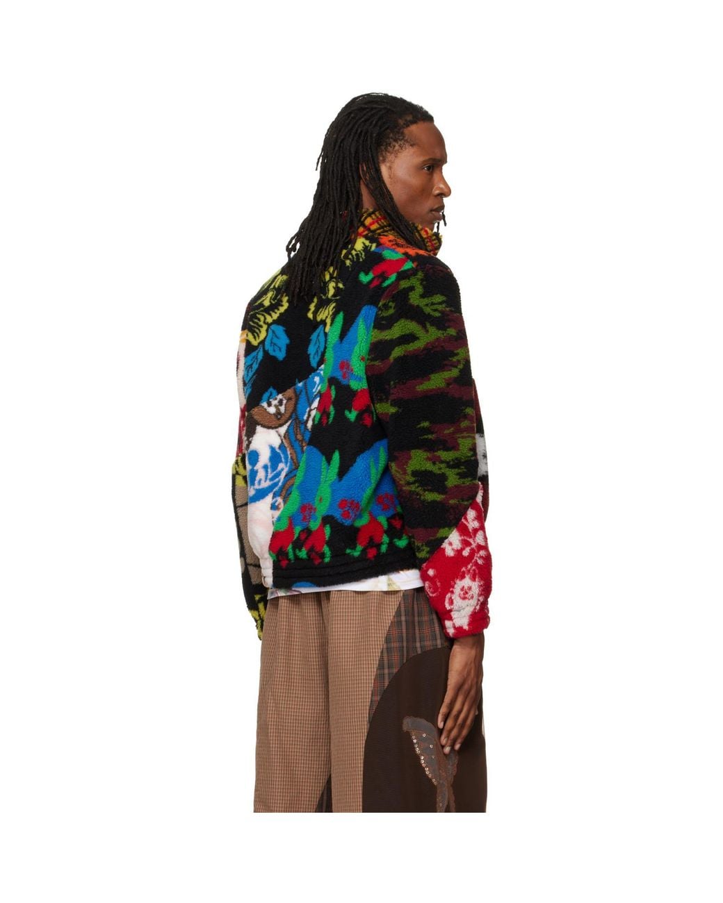 Chopova Lowena Red Patchwork Fitted Fleece Jacket for men
