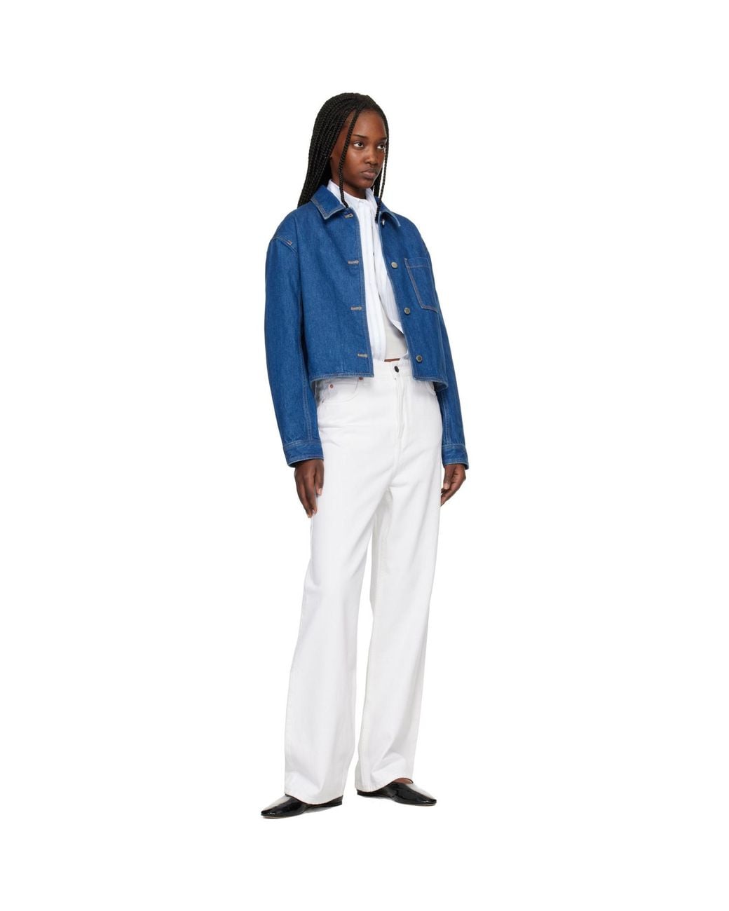 Maison Kitsuné Blue Cropped Denim Jacket