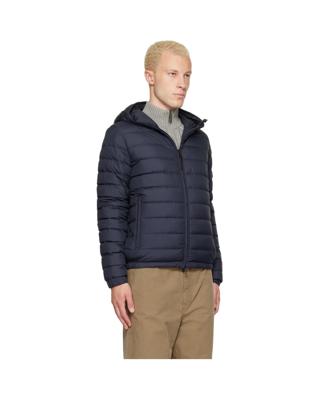 Moncler Blue Solienn Hooded Short Down Jacket for men