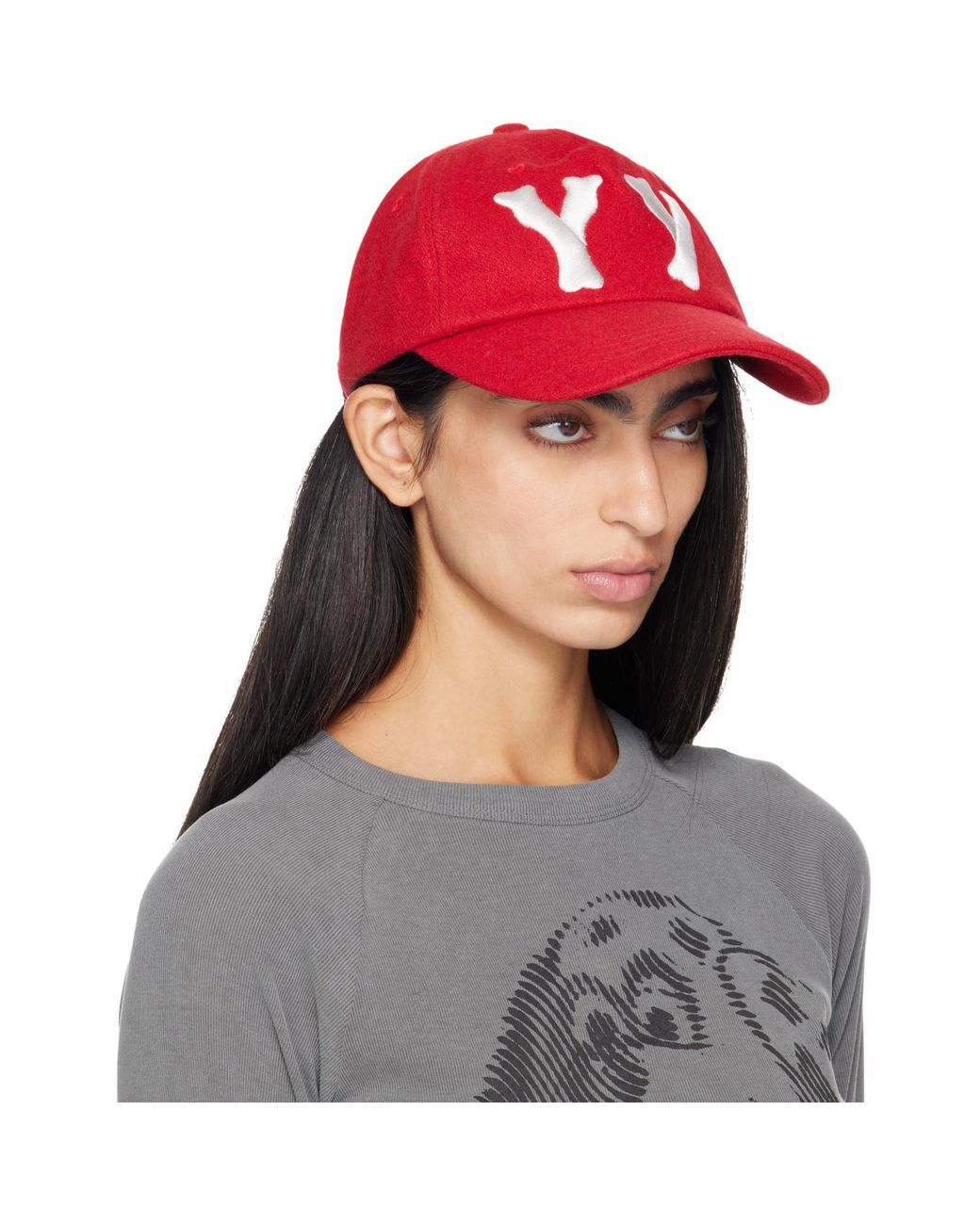 OPEN YY Gray 'Yy' Wool Heart Bone Ball Cap