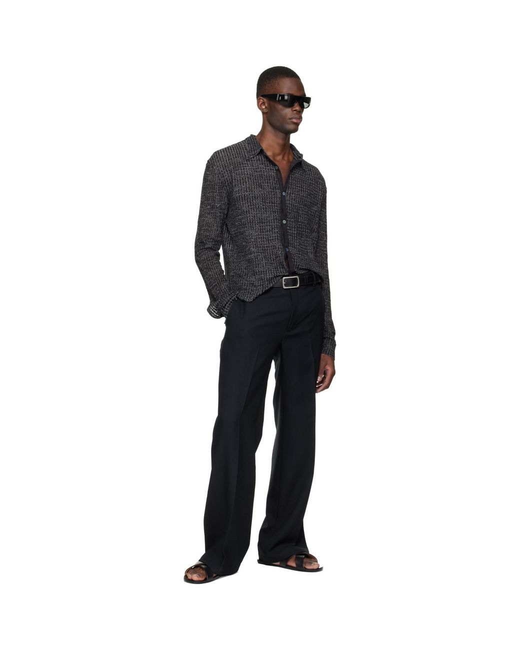 Stockholm Surfboard Club Black Tailored Bootcut Trousers for men