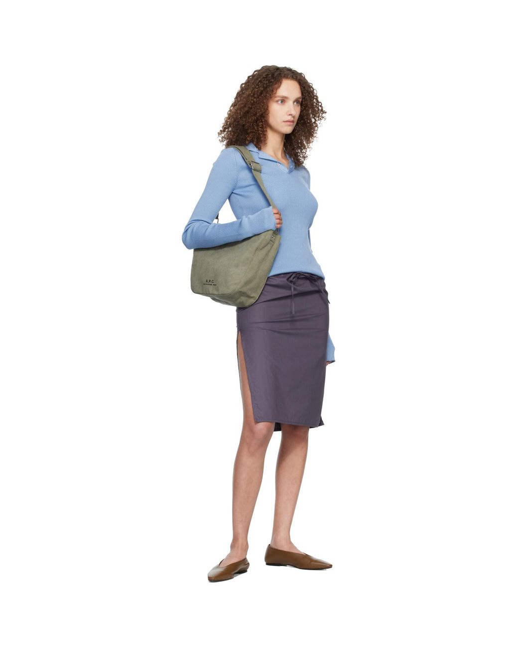 A.P.C. Green Khaki Journal Small Satchel