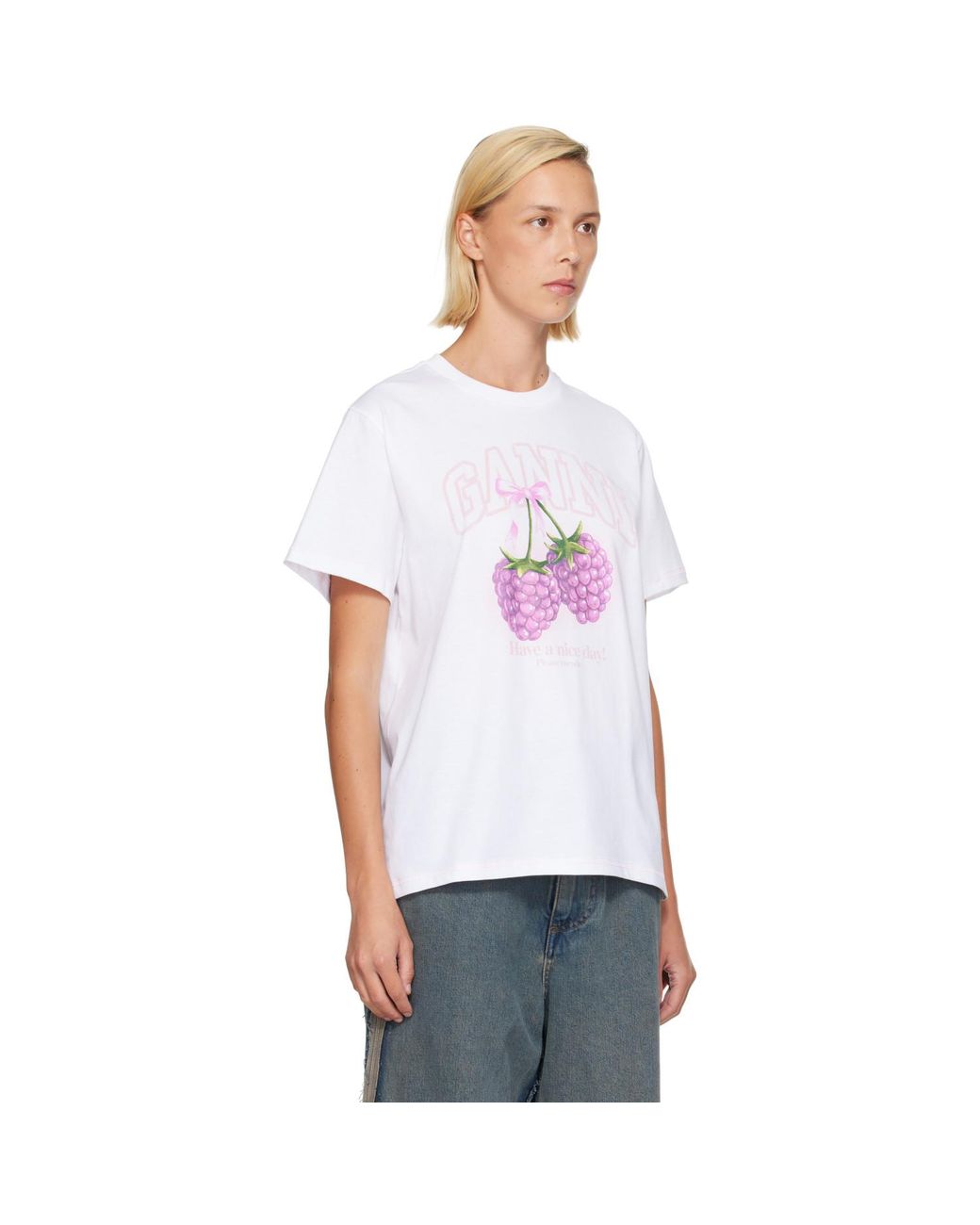 Ganni White Raspberry T-Shirt