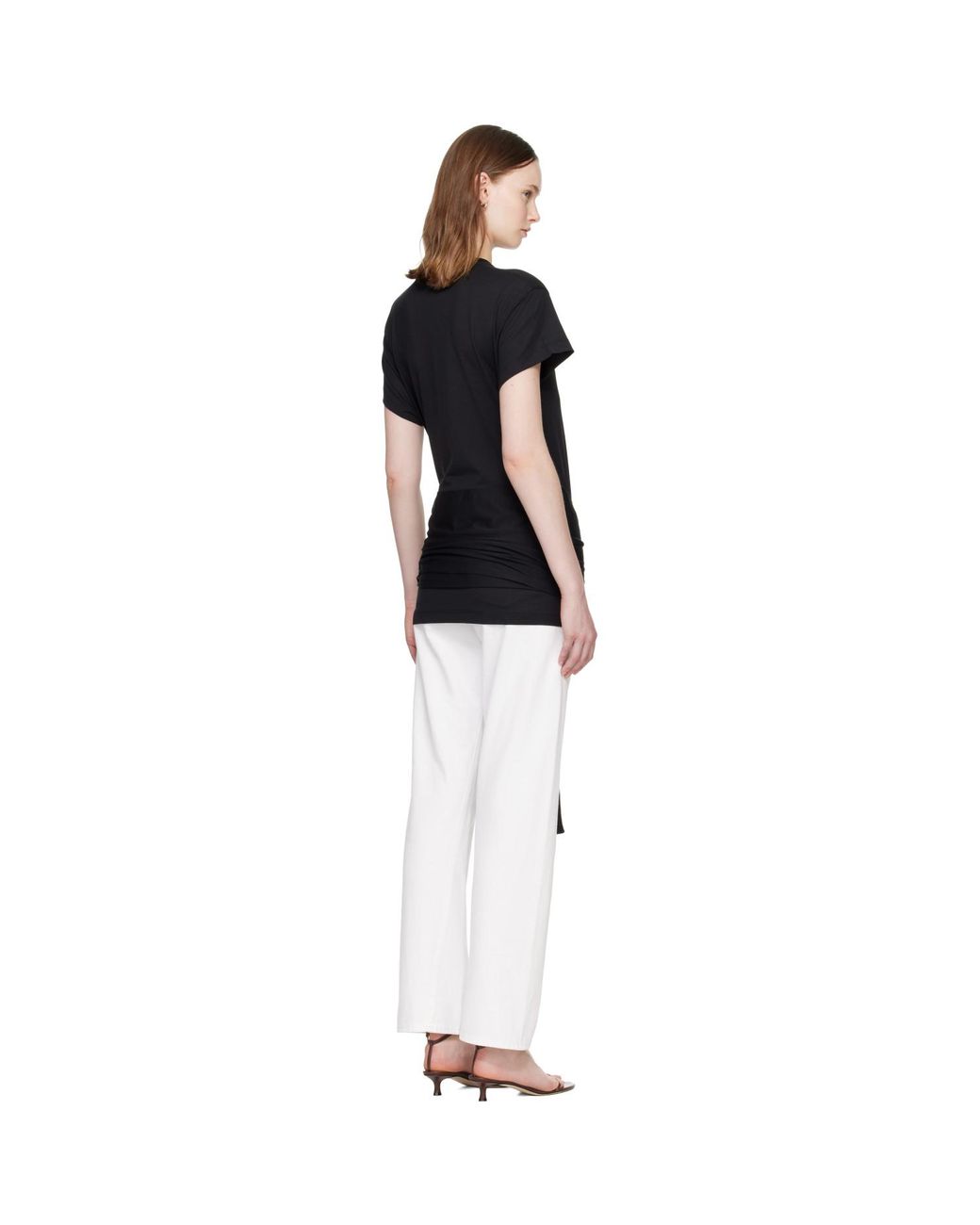 Totême Black Tie-Waist Jersey T-Shirt