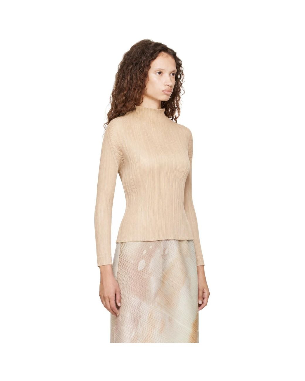 Pleats Please Issey Miyake Natural Monthly Colors October Turtleneck Top
