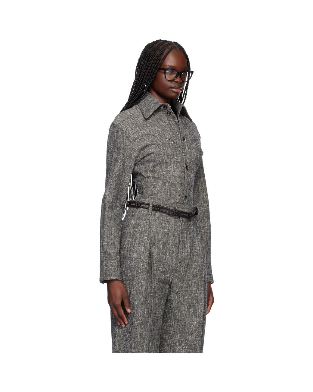 Bottega Veneta Black Melange Viscose & Silk Shirt