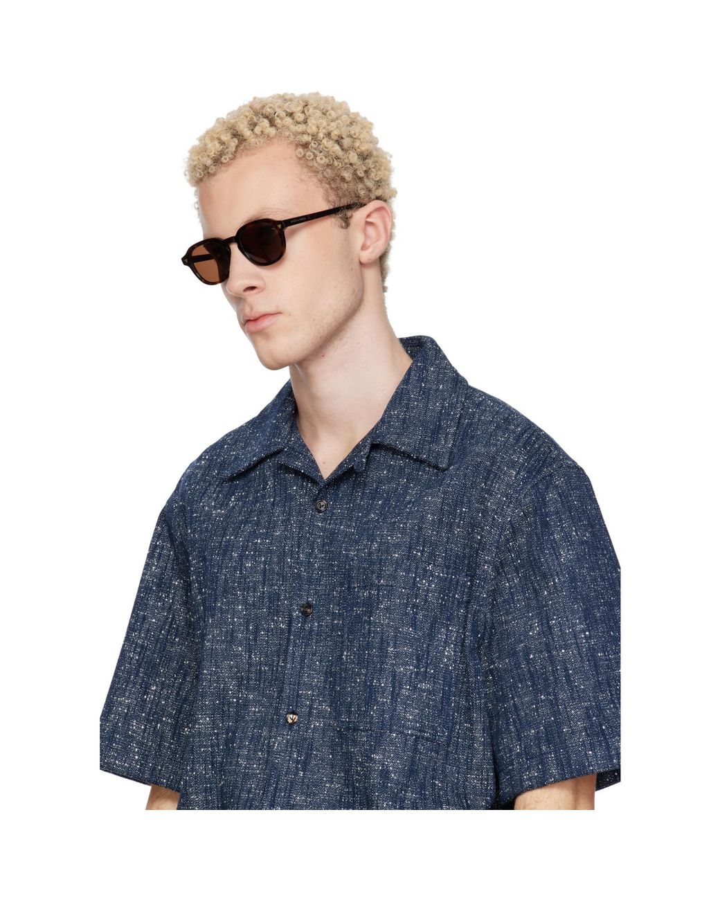 Bottega Veneta Black Round Sunglasses for men