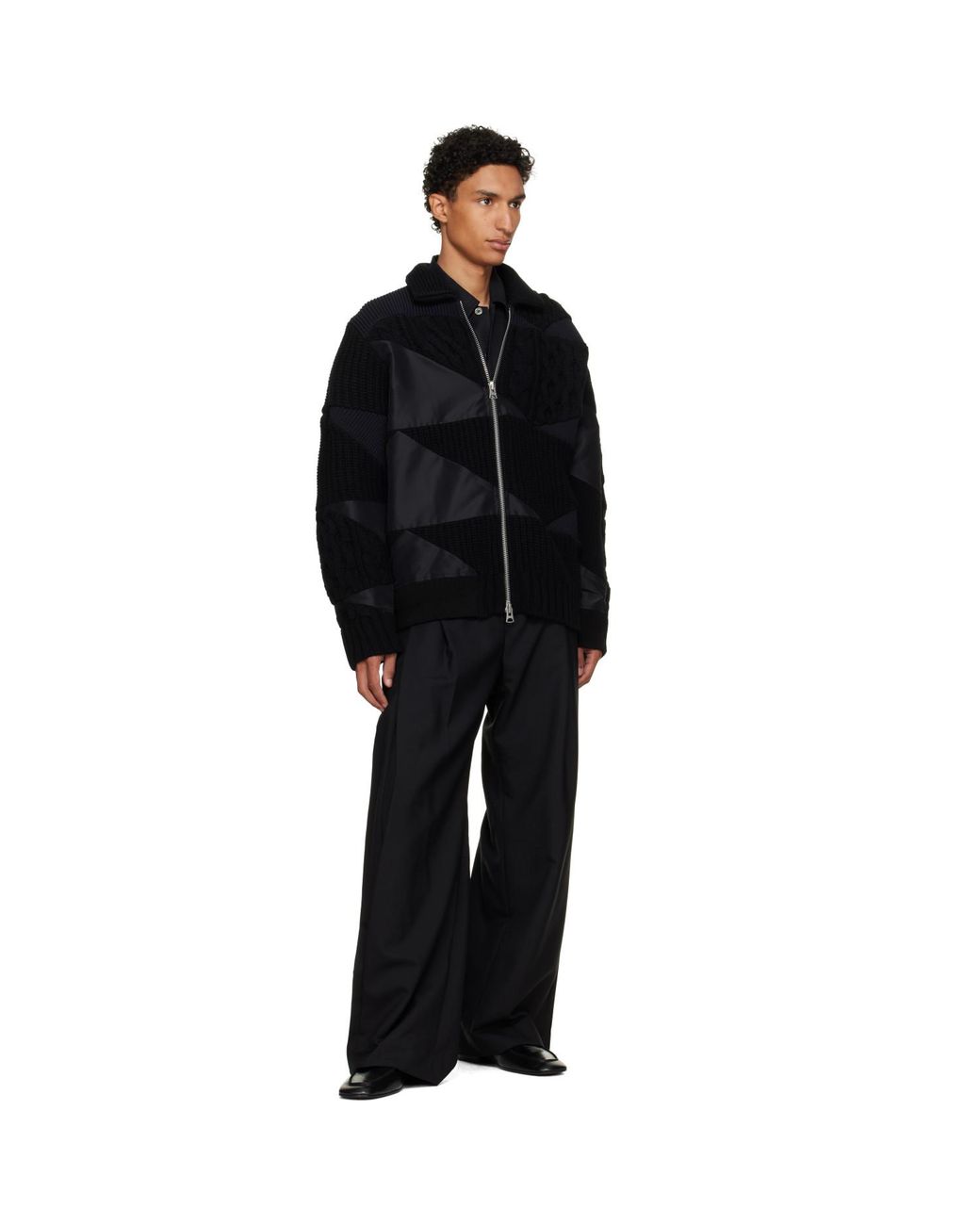 Sacai Black A.P.C. Edition Quilts Knit Blouson Jacket for men